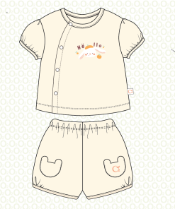 Nhộng chũn màu be họa tiết gấu phối nâu