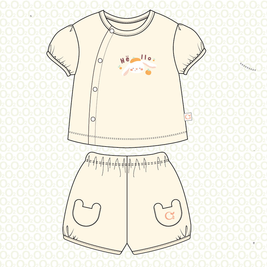 Nhộng chũn màu be họa tiết gấu phối nâu