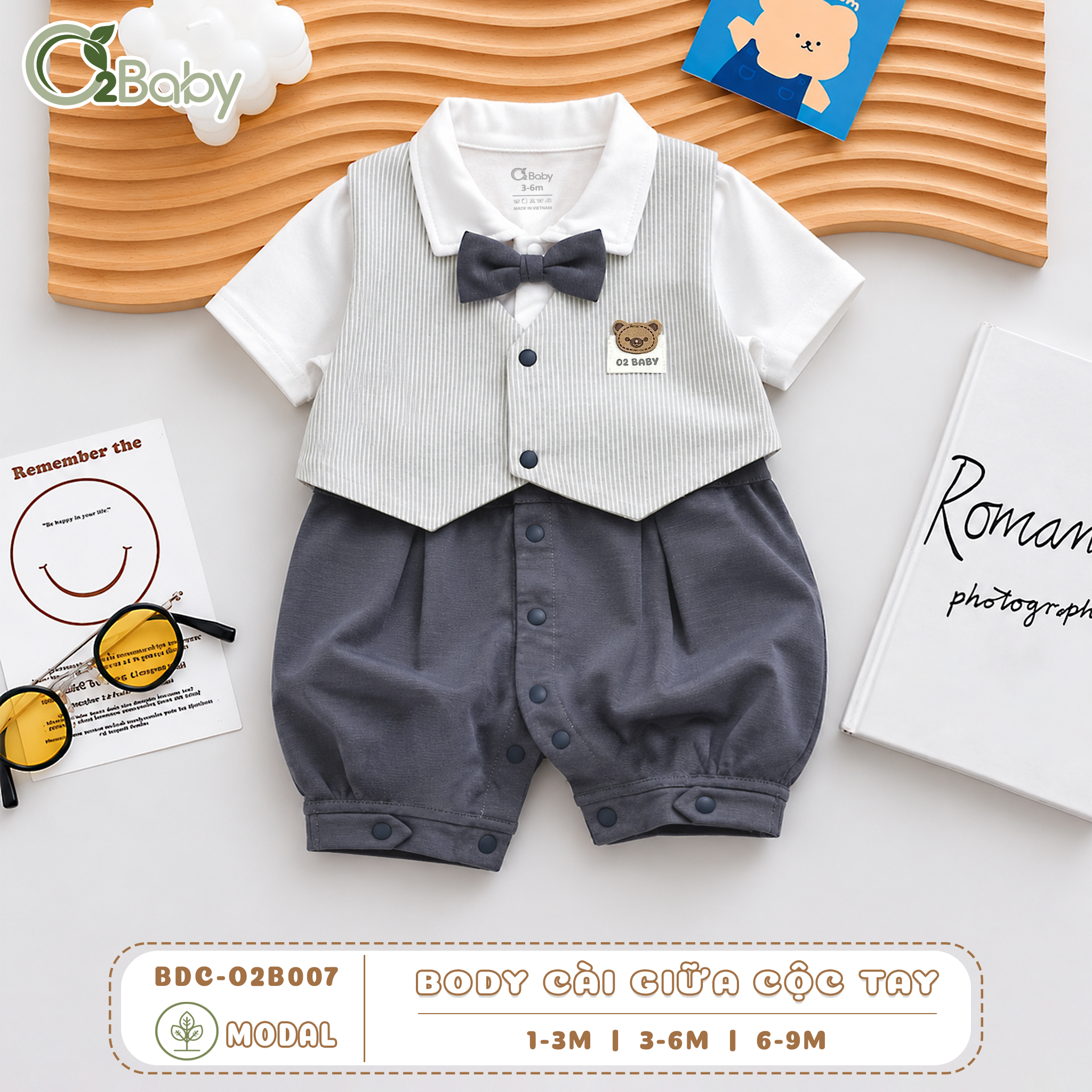 Body Cài Giữa Cộc Tay (3-9M) - Ảnh 5