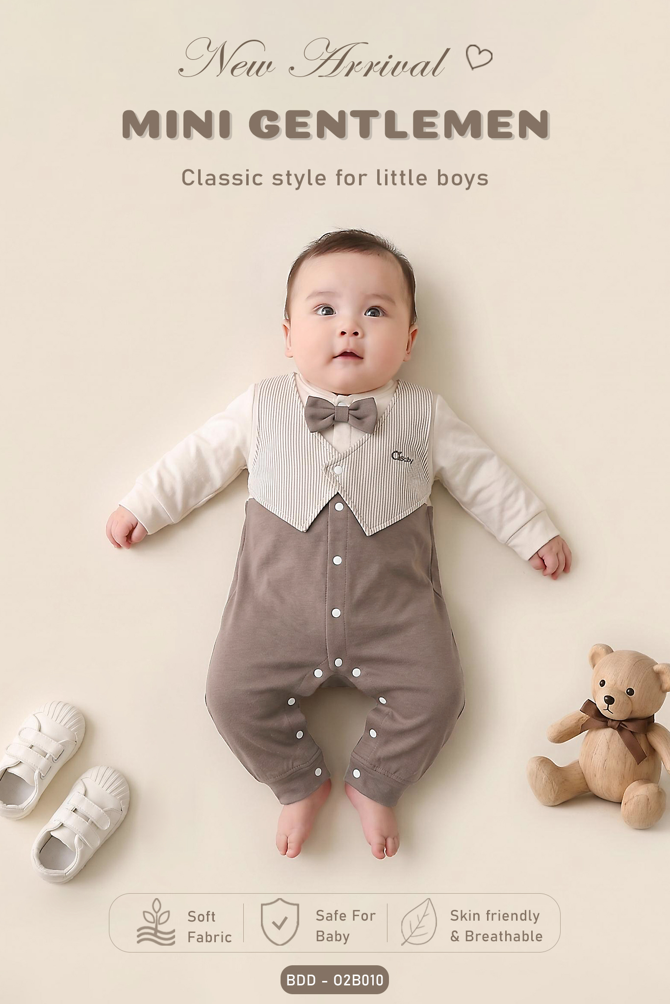 Body Dài Tay Bé Trai (3-9M)
