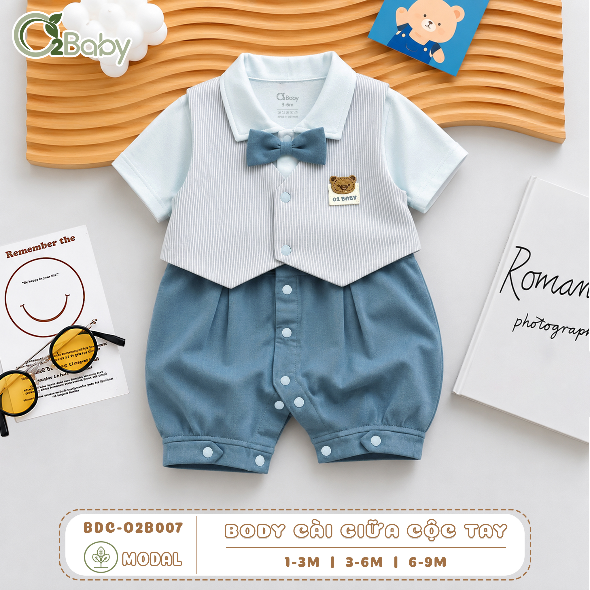Body Cài Giữa Cộc Tay (3-9M) - Ảnh 4