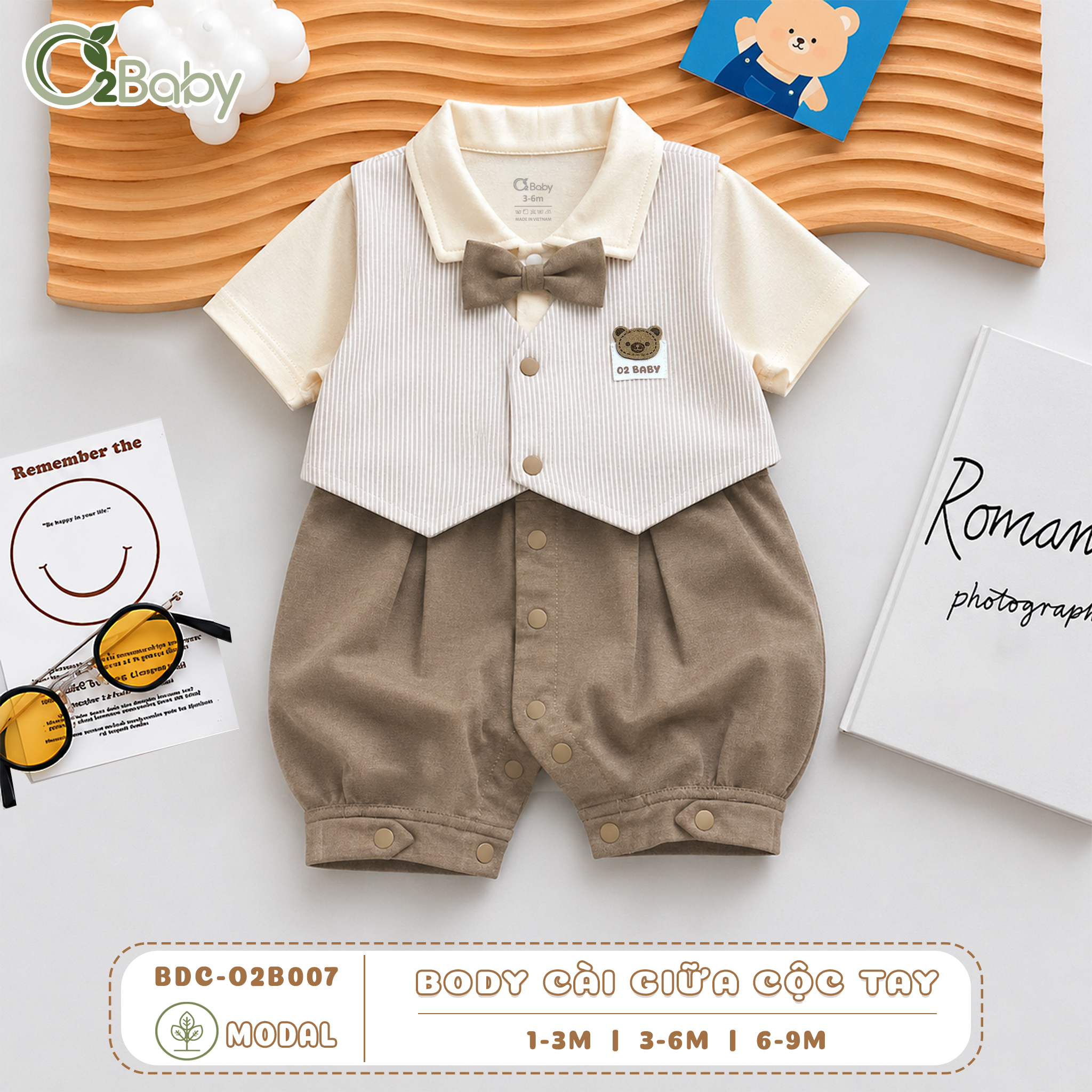 Body Cài Giữa Cộc Tay (3-9M) - Ảnh 3