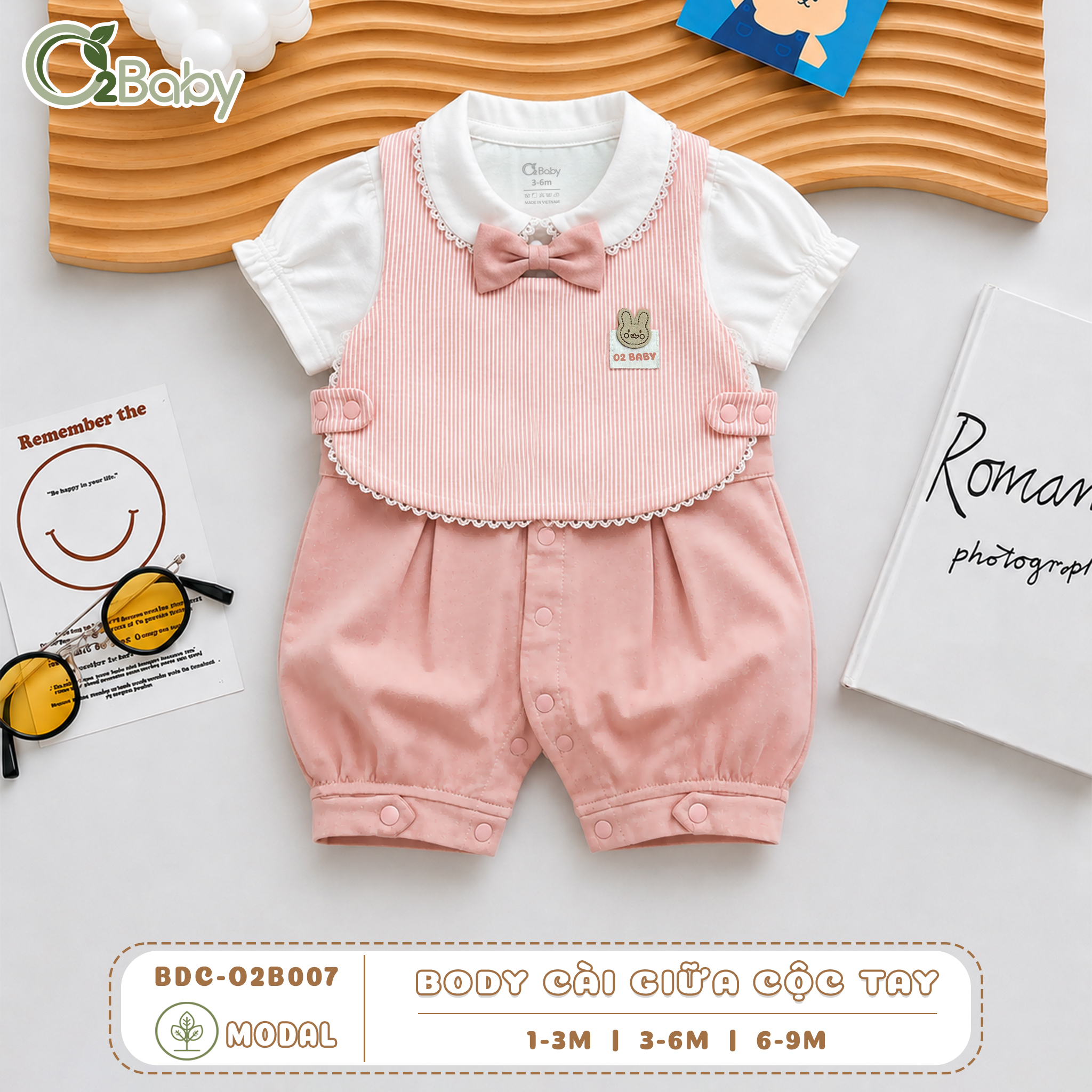 Body Cài Giữa Cộc Tay (3-9M) - Ảnh 2