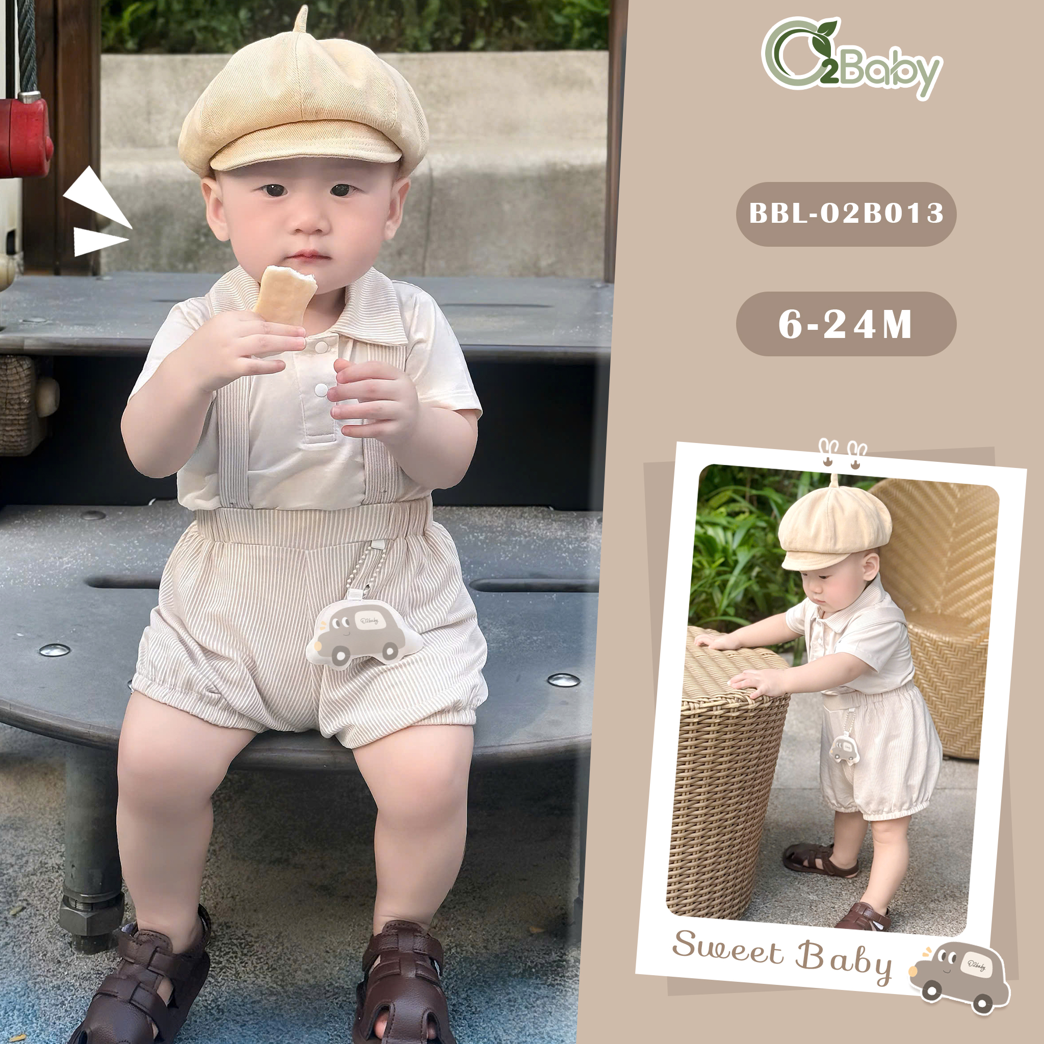 Bộ Áo Yếm Cộc Tay (9-24M)