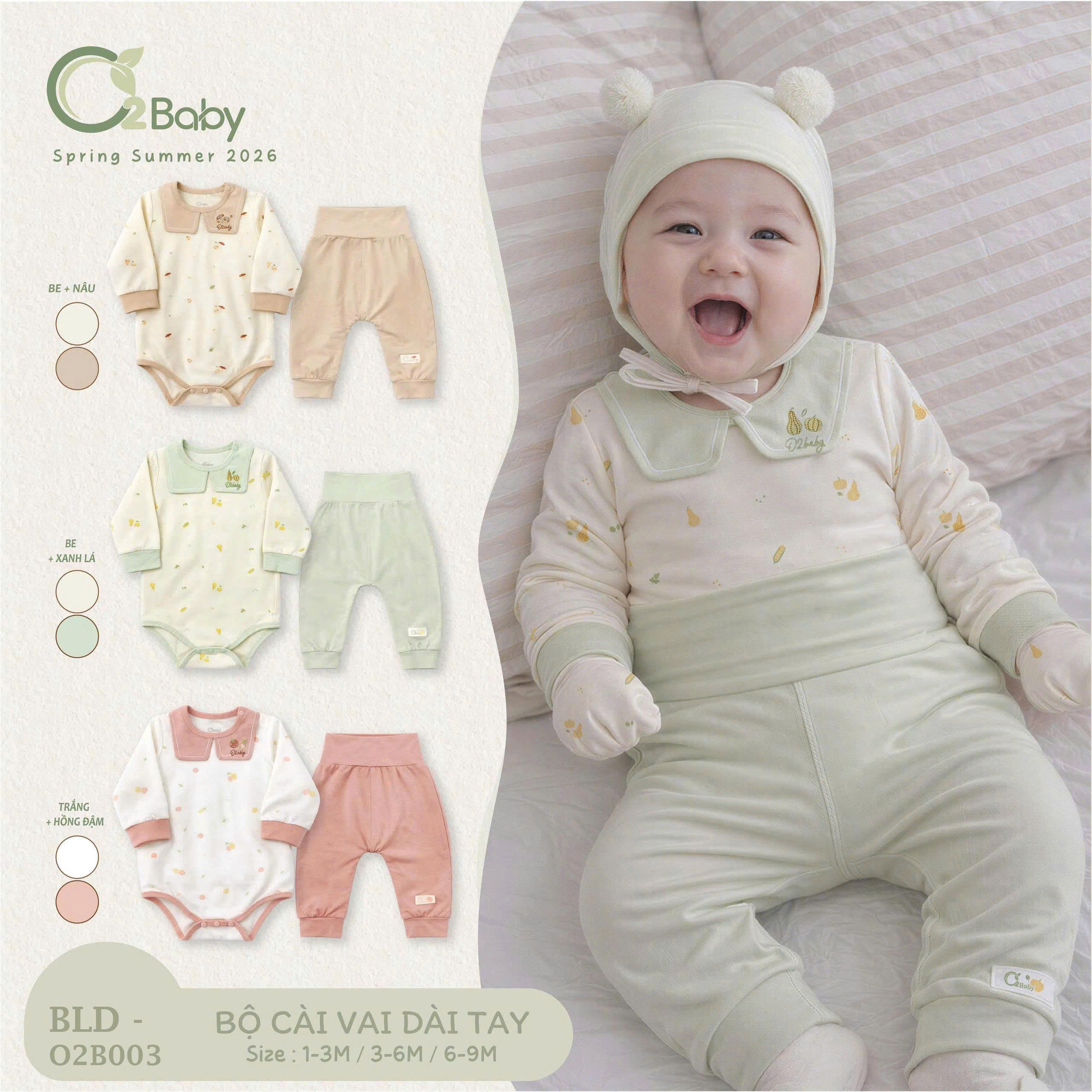 Bộ Cài Vai Dài Tay (3-9M)
