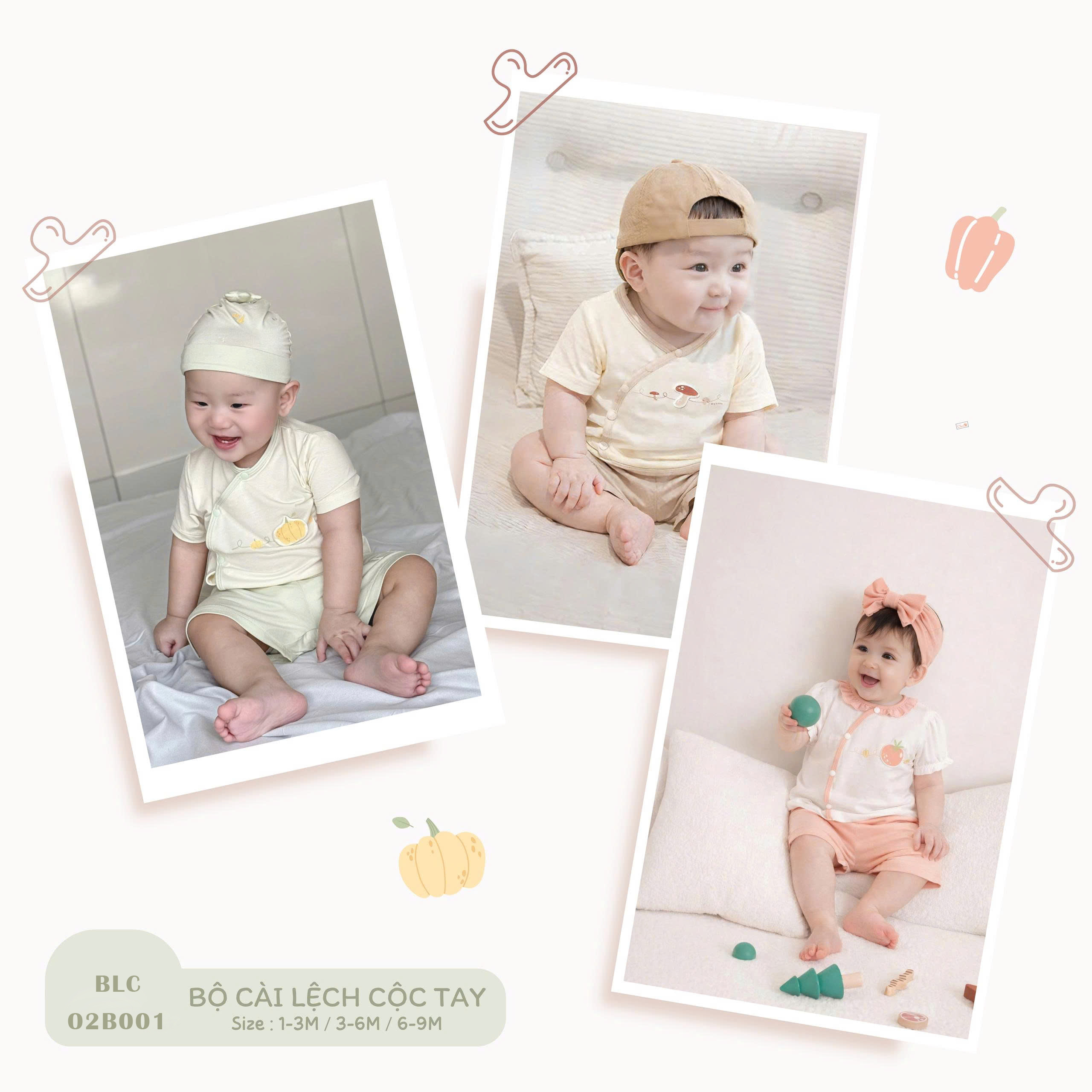 Bộ Cài Lệch Cộc Tay (3-9M) - Ảnh 2